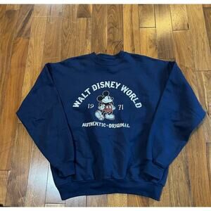Disney Mickey Mouse Vintage Sweatshirt Unisex M Blue Pullover Graphic